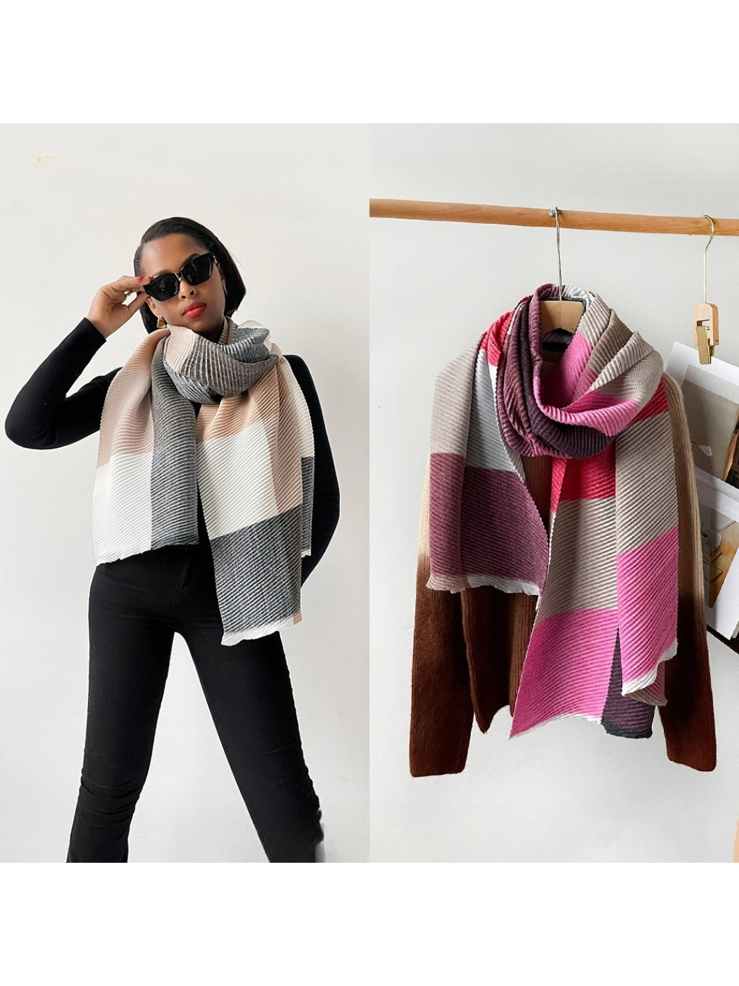 Scarvii - Colorblock Striped Winter Scarf