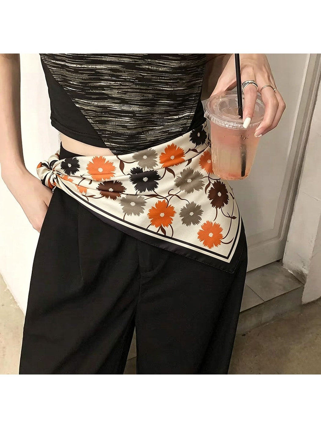 Scarvii - Fashion Floral Print Square Scarf