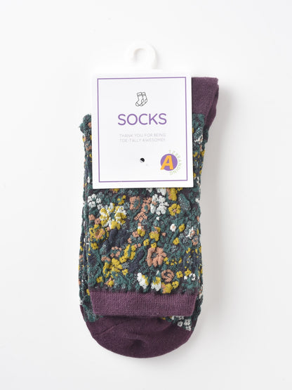 Rufia - 3D Floral Pattern Spring Autumn Mid-Calf Socks