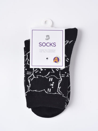 Rufia - Cartoon Cat Mid-Calf Socks