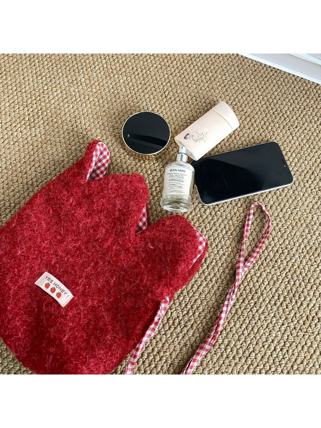 Cosbai - Drawstring Bag with Fluffy Flower