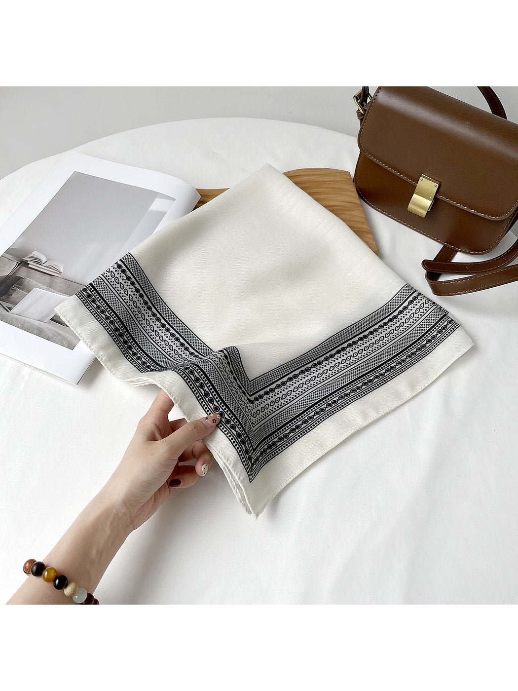 Scarvii - Minimal Geometric Border Square Scarf