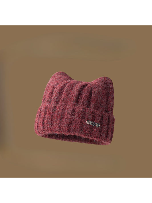 Haila - Soft Ribbed Cat Ear Knit Beanie
