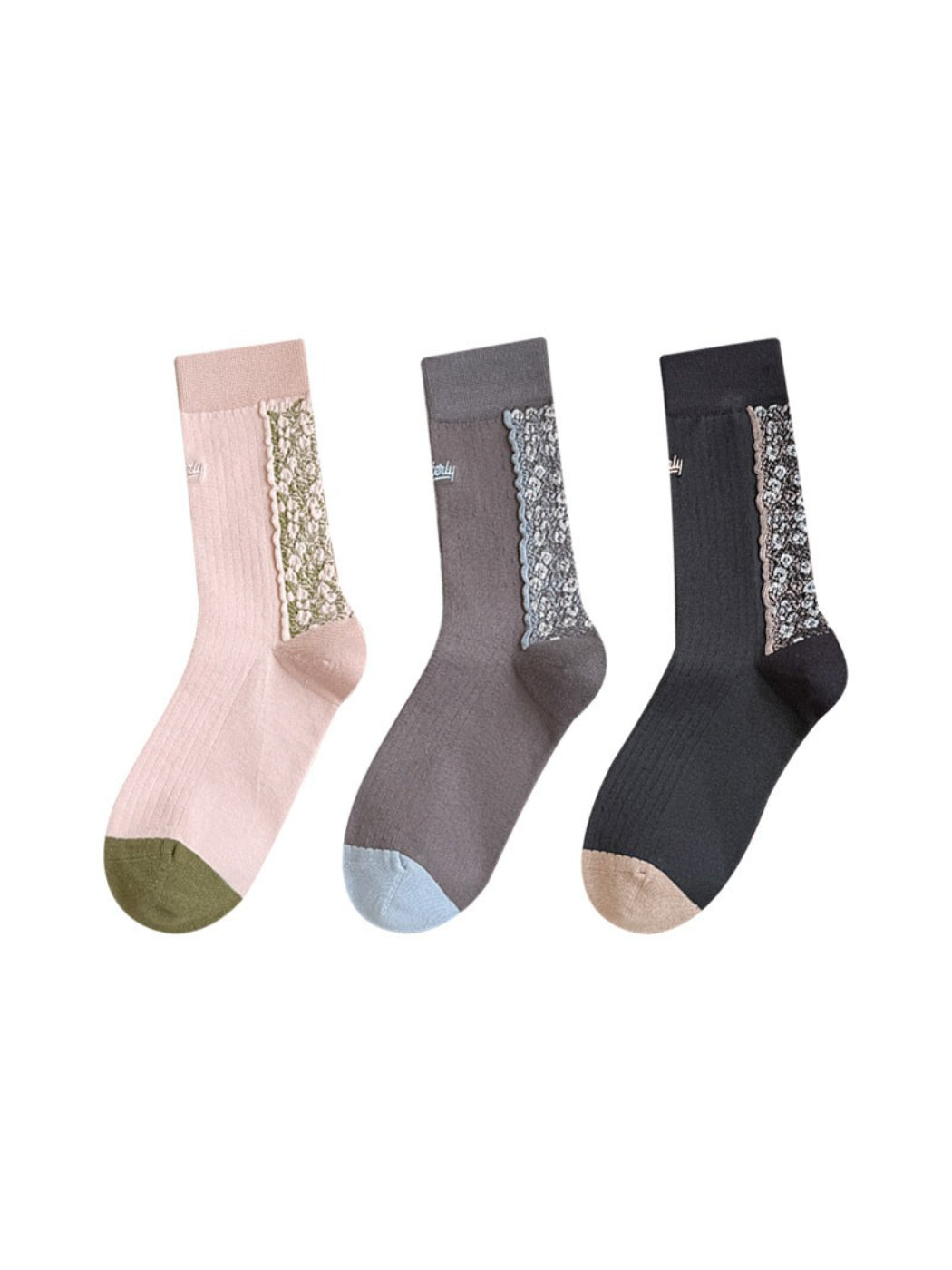 Rufia - Floral Lace-Edge Everyday Crew Socks