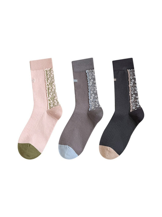 Rufia - Floral Lace-Edge Everyday Crew Socks