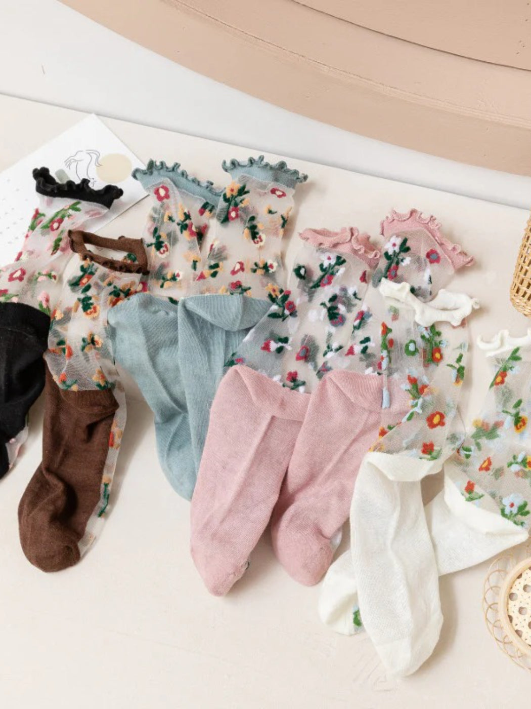 Rufia - Sheer Floral Ankle Socks