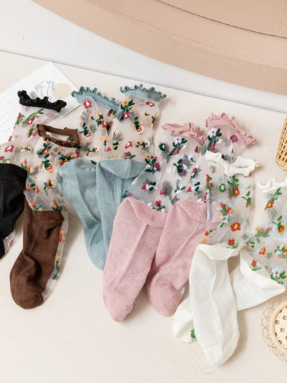 Rufia - Sheer Floral Ankle Socks
