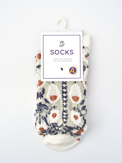 Rufia - Vintage Embossed Floral Socks