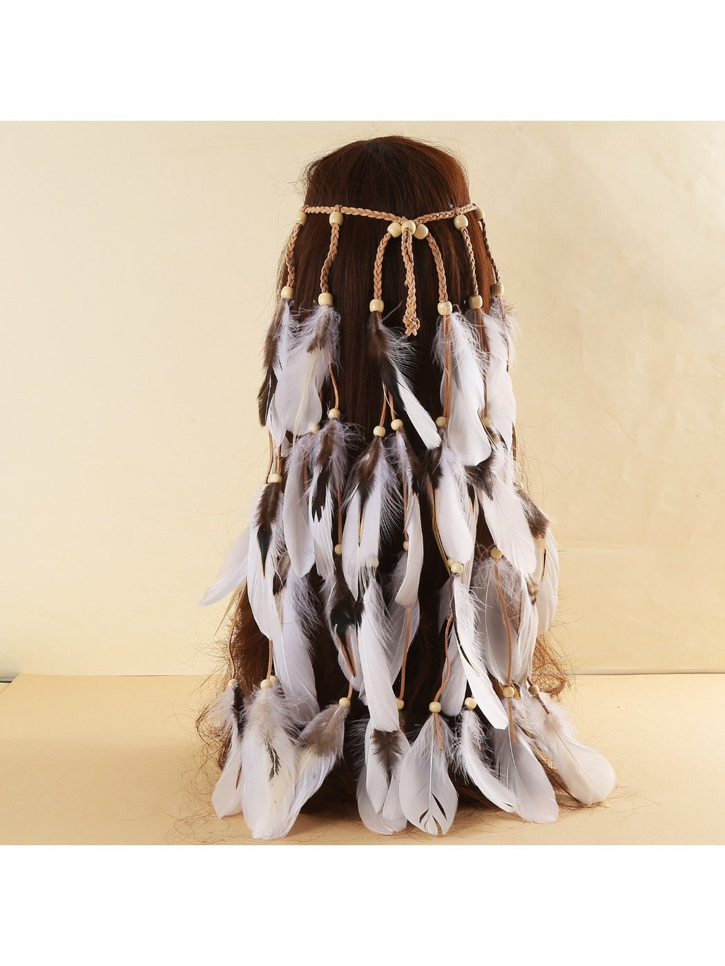 Hairish festival feather and beaded hair headband with colorful feathers and beads