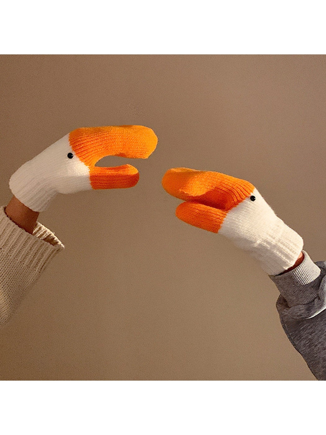 Gloving - Women's Cute Colorblock Duck Knit Mittens