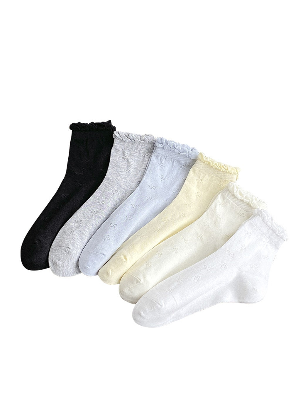 Rufia - Bow Pattern Ruffle Crew Socks