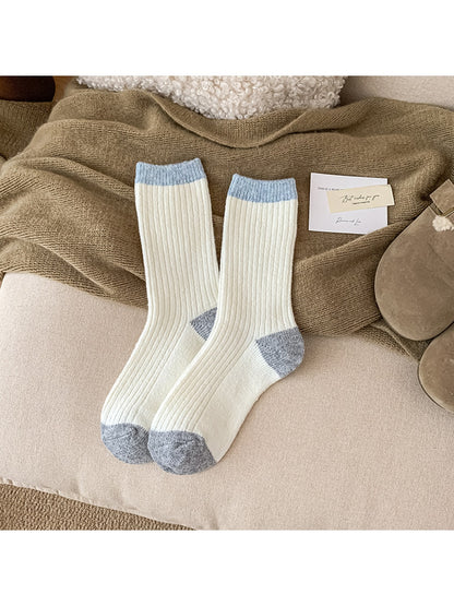 Rufia - Simple Colorblock Casual Crew Socks
