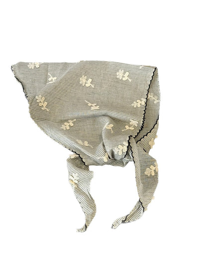 Scarvii - Striped Floral Embroidered Triangle Bandana