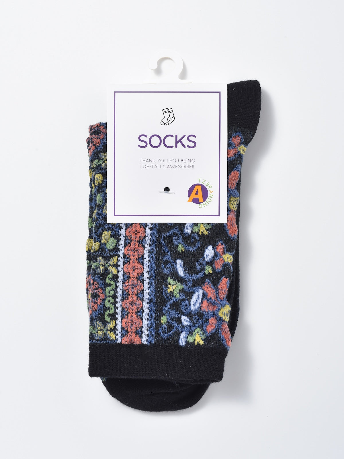 Rufia - Boho Tapestry Embroidery Crew Socks