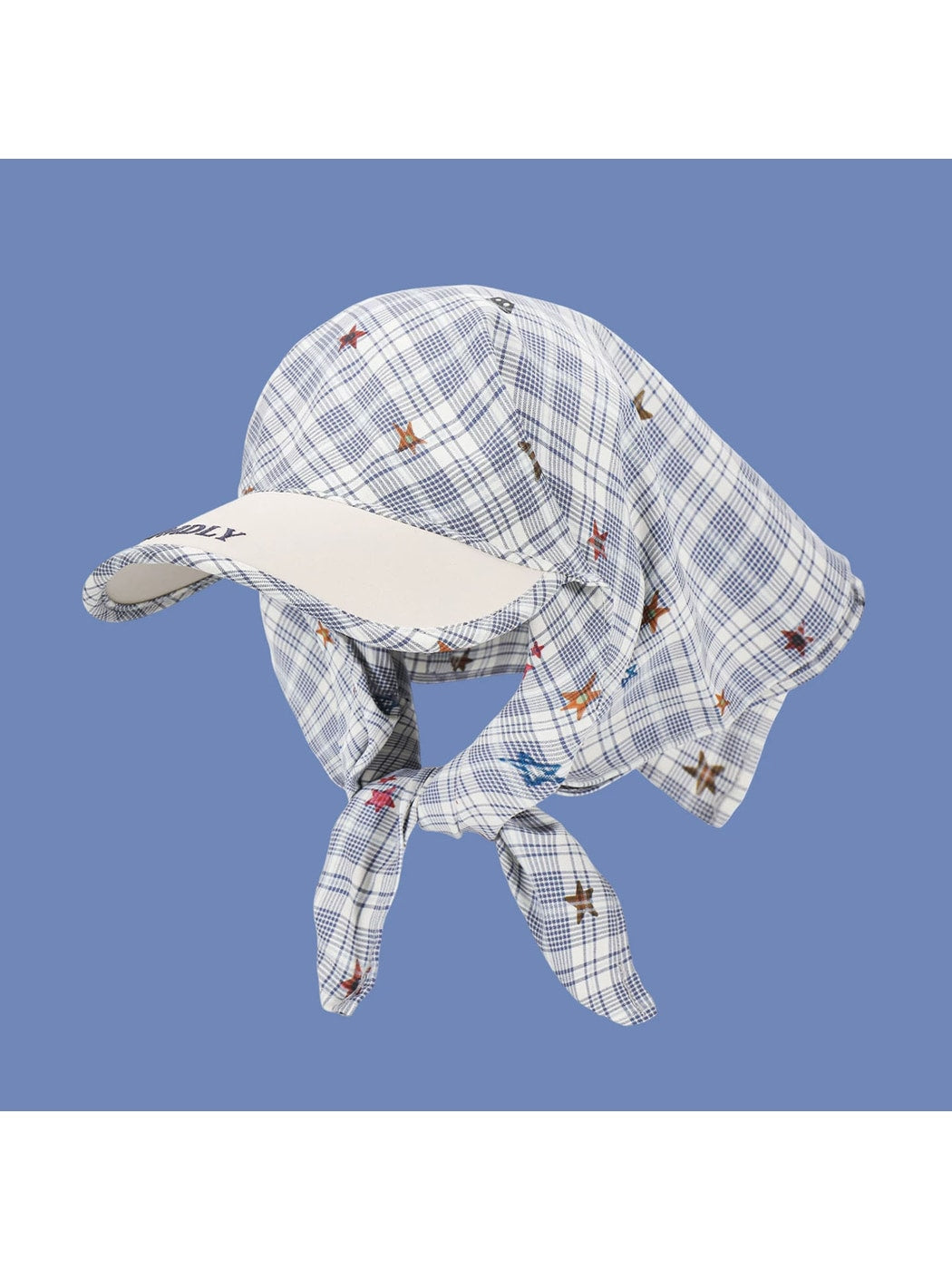 Haila - Plaid Star Pattern Curved Brim Headscarf Cap