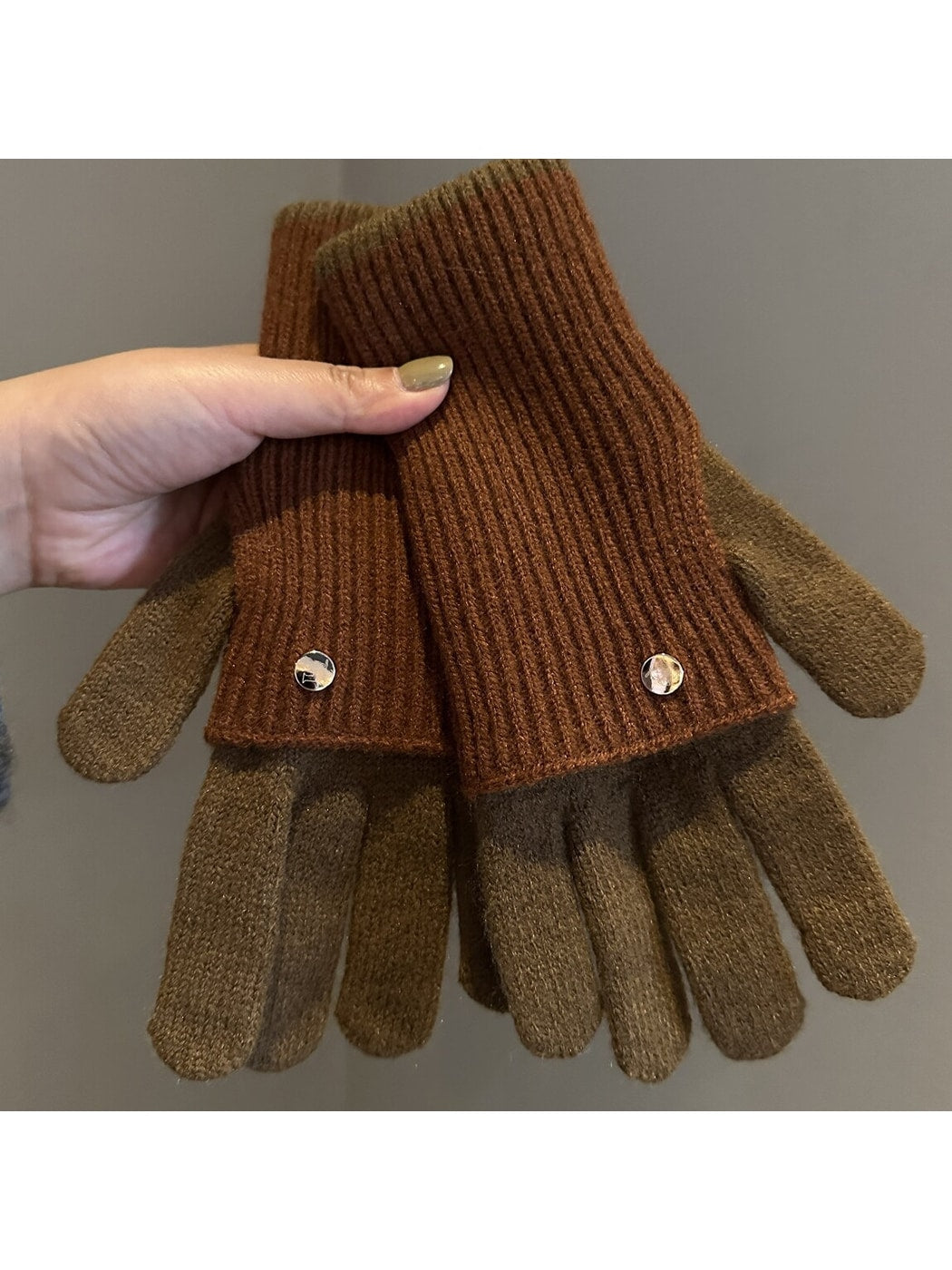 Gloving - Colorblock Ribbed Knit Winter Gloves