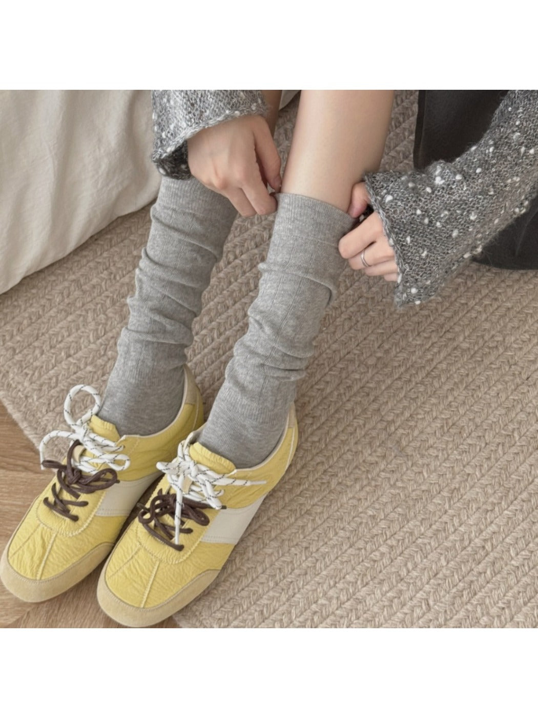 Rufia – Solid Color Long Slouch Socks