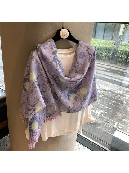 Scarvii - Bellflower Pattern Rectangular Shawl Scarf