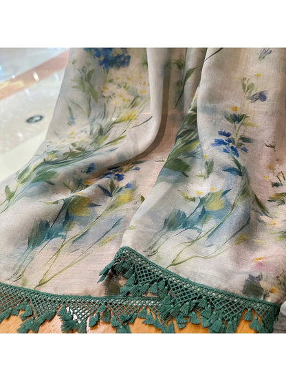 Scarvii - Muted Floral Print Summer Wrap Scarf