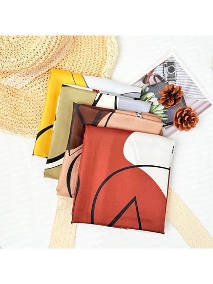 Scarvii - Abstract Color Blocks and Lines Print Square Scarf