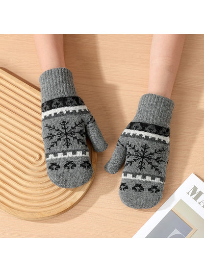 Gloving - Women's Snowflake Jacquard Knit Winter Mittens