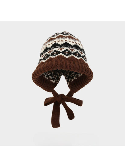 Haila - Nordic Pattern Tie Bonnet Beanie