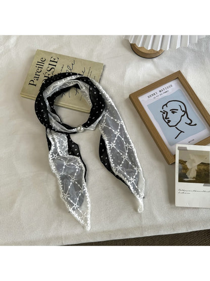 Scarvii - Muted Lace Polka Dots Pattern Scarf