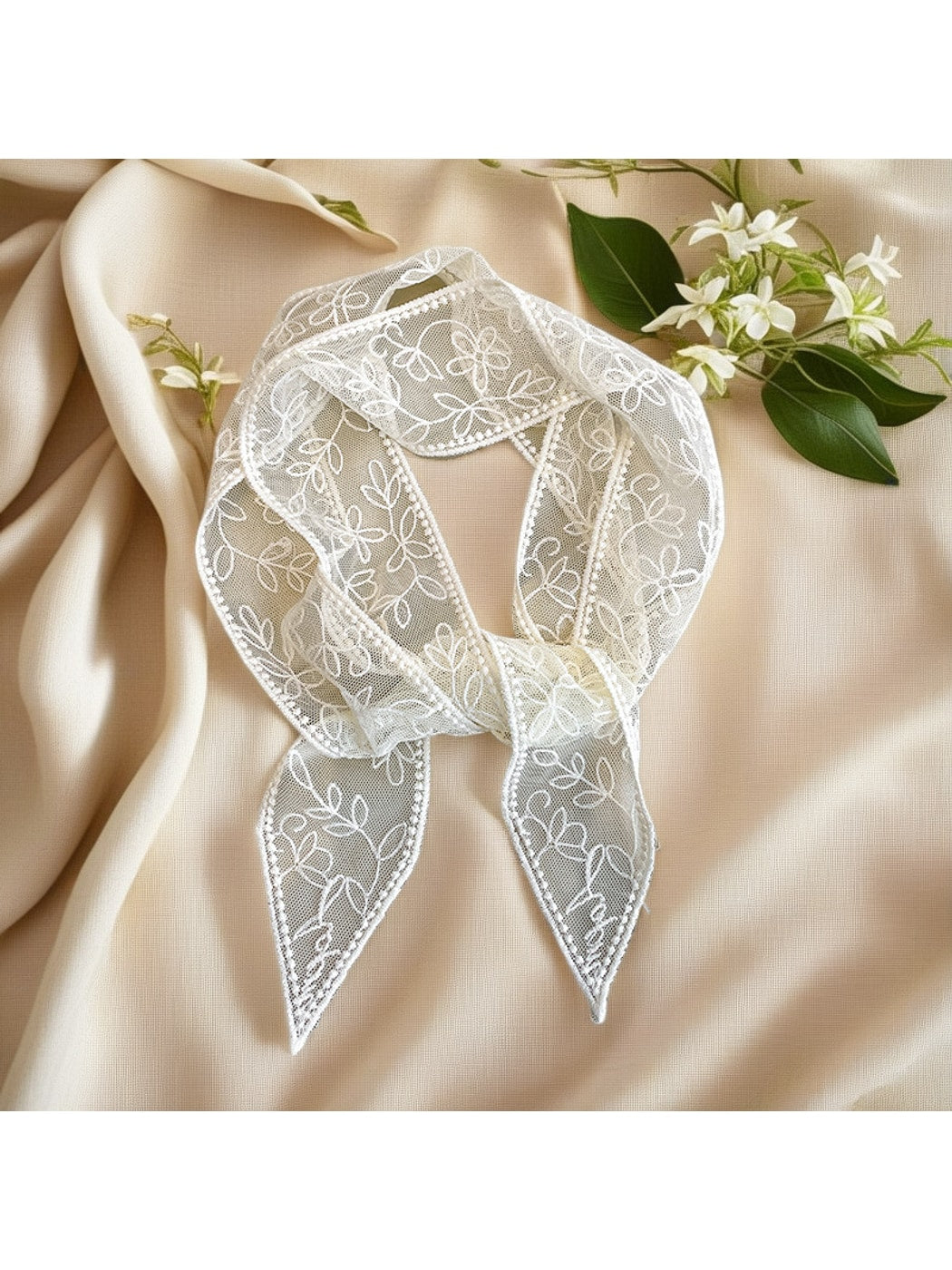 Scarvii - Sweet Floral Lace Ribbon Styling Scarf