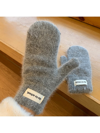 Gloving - Women's Cute Fuzzy Knit Winter Mittens