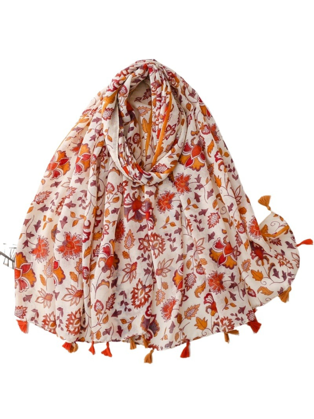 Scarvii Boho Flower Summer Scarf folded showing floral pattern in soft colors