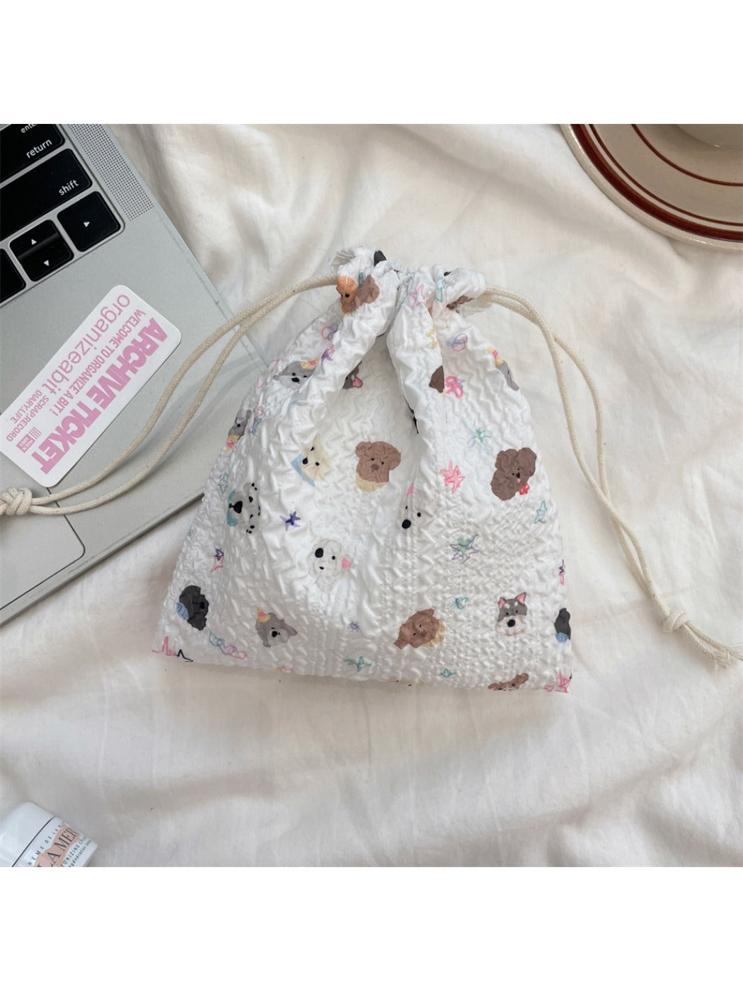 Cosbai cartoon drawstring pouch with bright and playful cartoon characters