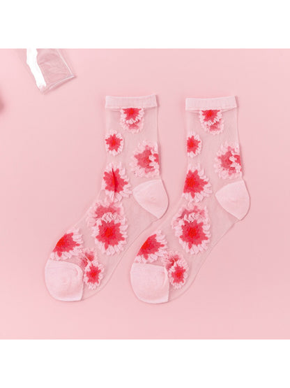 Rufia - Floral Sheer Crew Socks