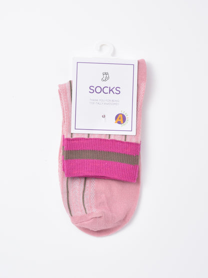 Rufia - Colorblock Mesh Knit Mid Calf Socks