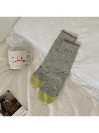Rufia - Contrasting Toe Color Crew Socks