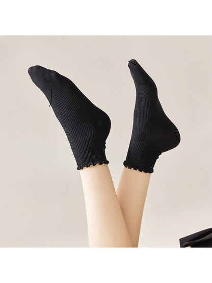 Rufia - Clean Ribbed Neutral Crew Socks