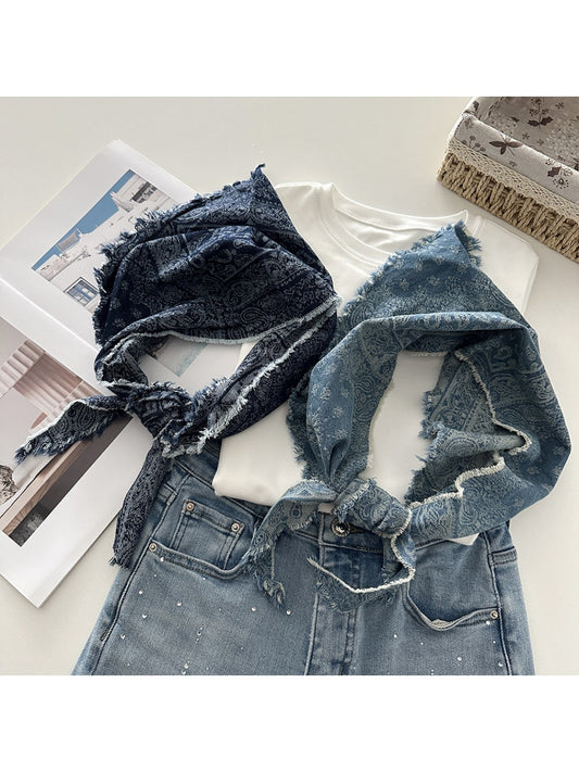 Scarvii - Unisex Vintage Frayed Triangle Scarf