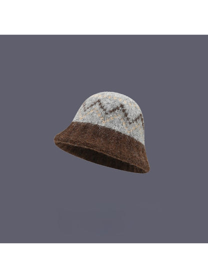 Haila - Chevron Pattern Knit Bucket Hat