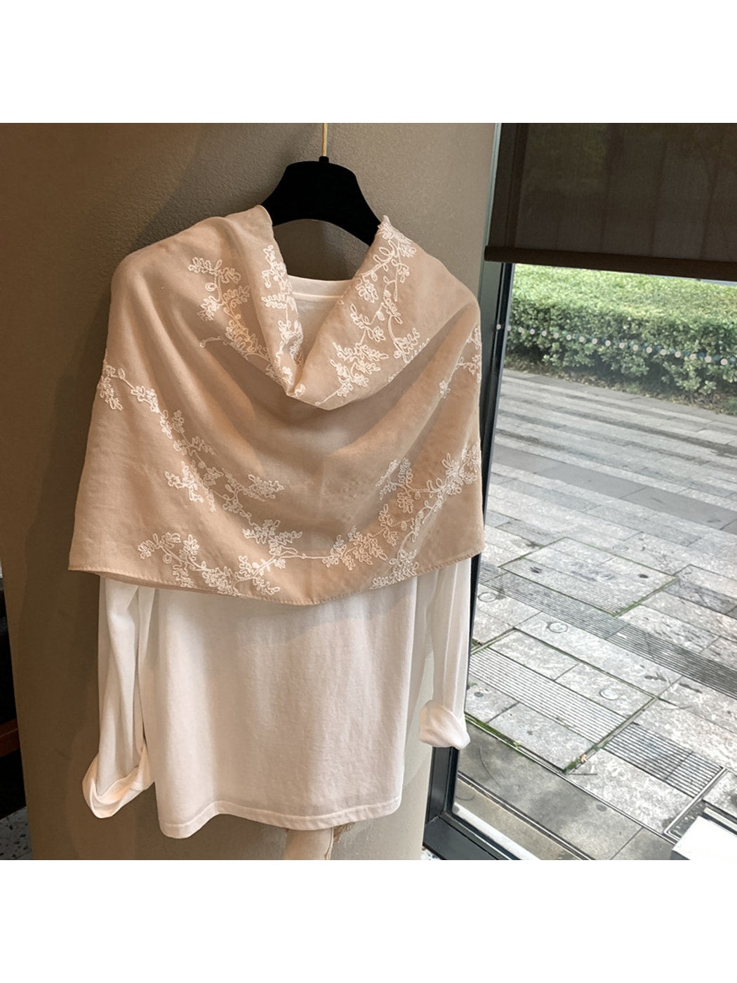 Scarvii - Floral Embroidered Layering Wrap Scarf