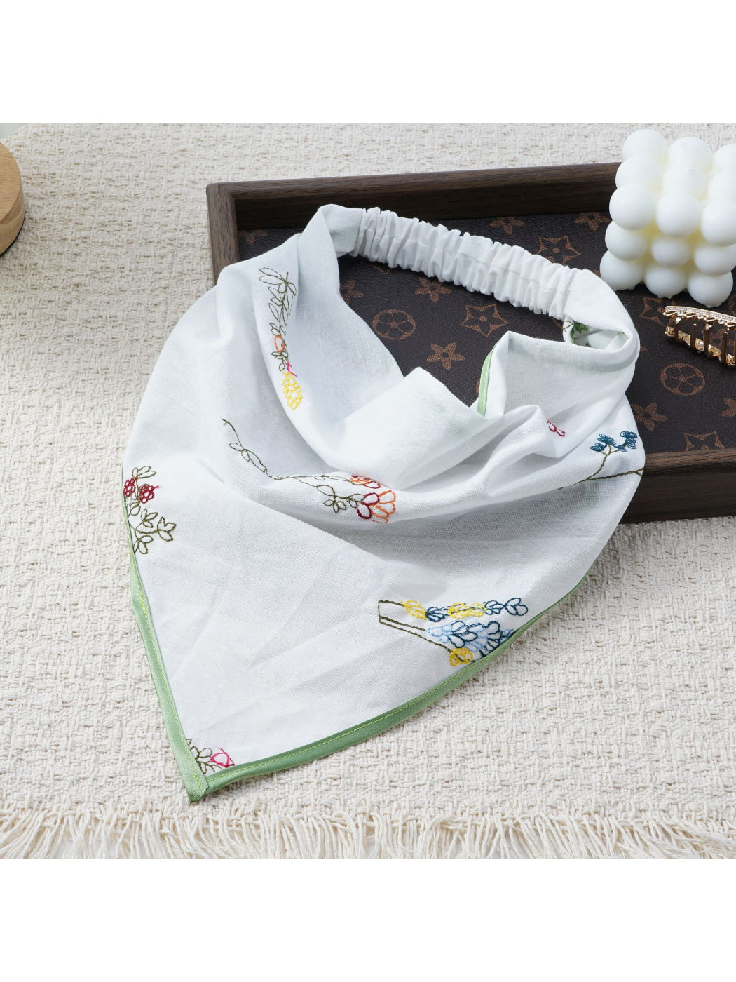 Scarvii - Floral Embroidered Elastic Bandana Headband