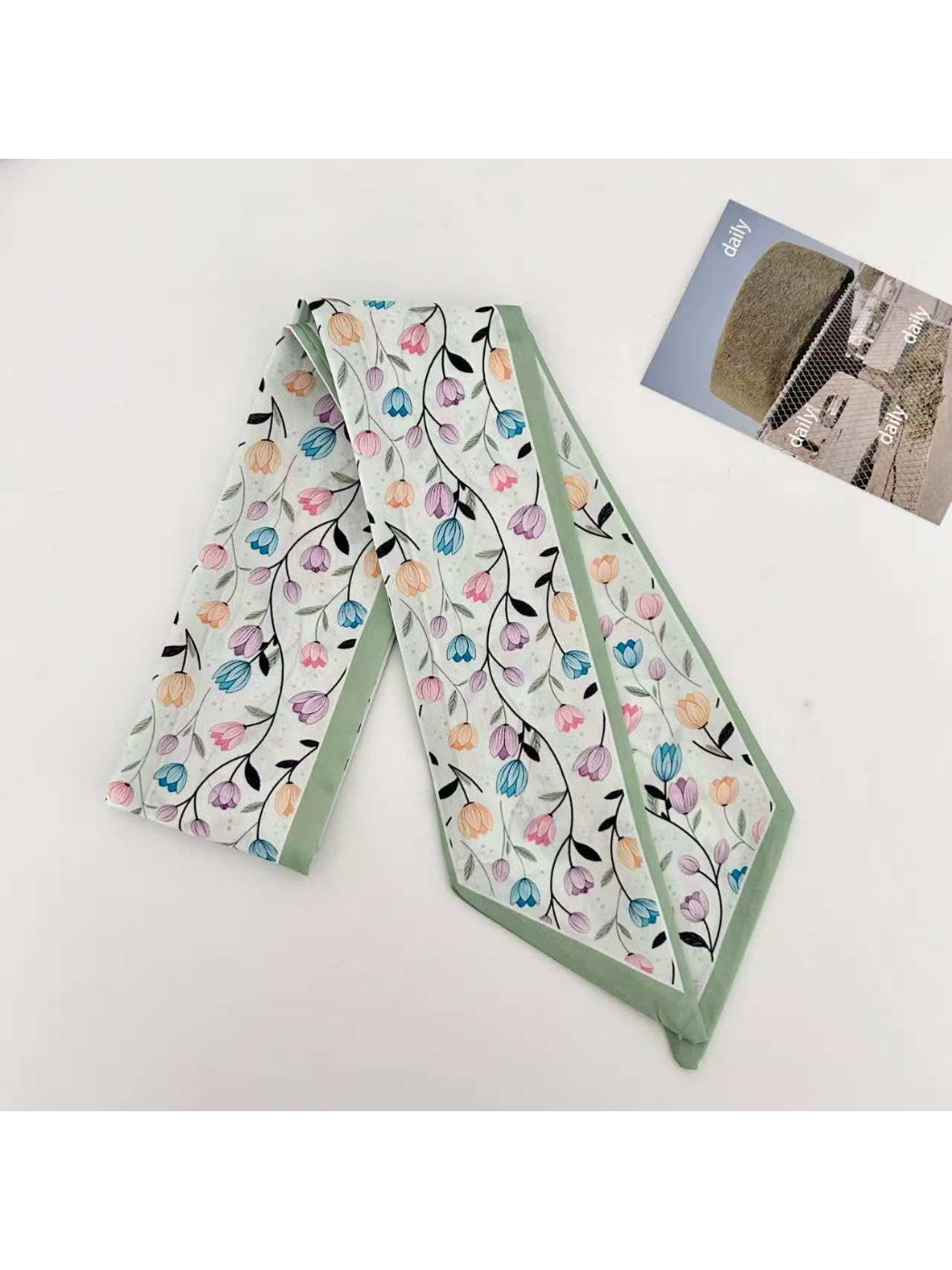Scarvii Tulip Floral Print Skinny Scarf