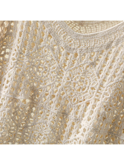 Crosa - Solid Color Geometric Pattern Knit Tank Top