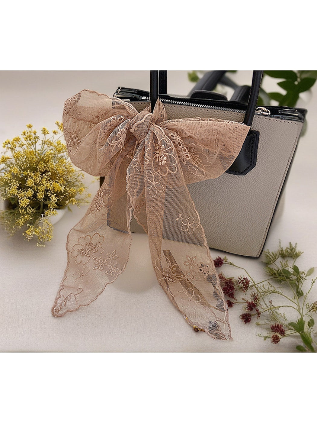 Scarvii - Elegant Floral Lace Long Narrow Scarf