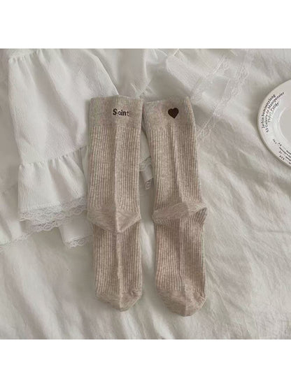 Rufia - Soft Rib Heart Detail Crew Socks