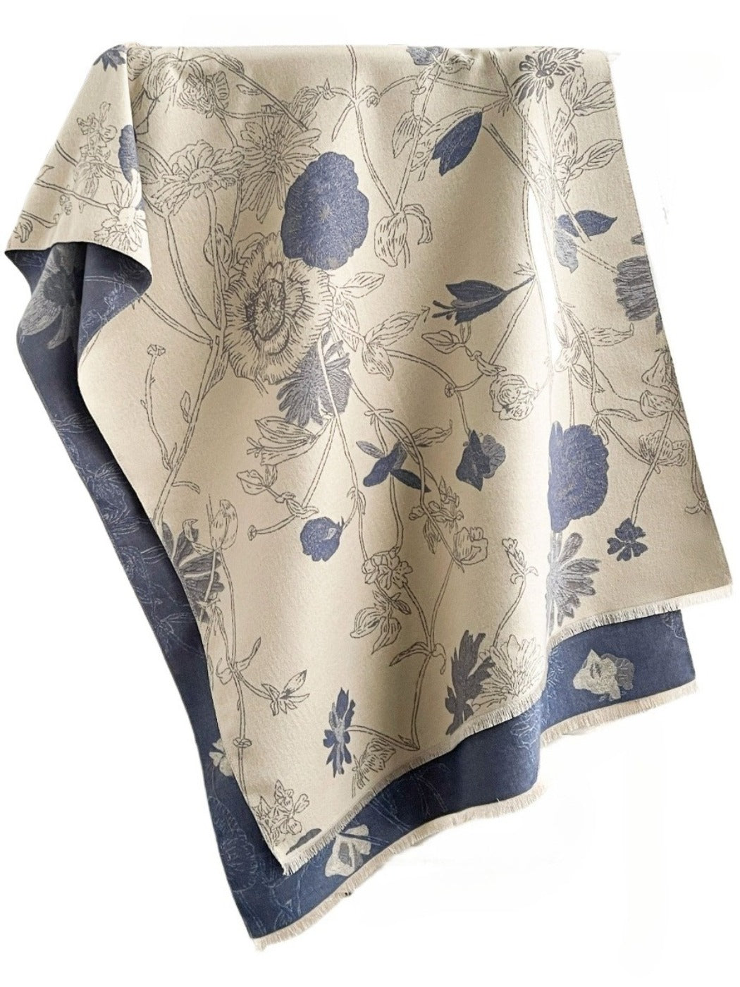 Scarvii - Reversible Vintage Floral-Plant Print Scarf Shawl