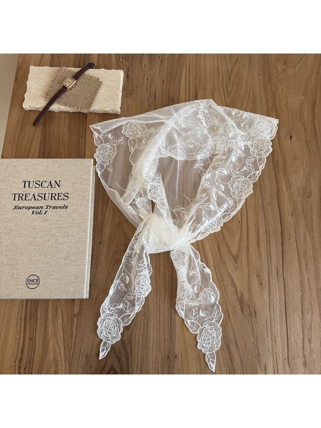 Scarvii - Rose Floral Lace Triangle Scarf