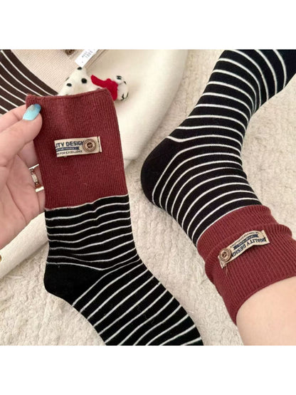 Rufia - Urban Casual Tag Stripe Crew Socks