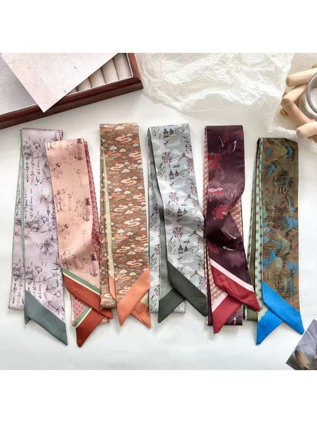 Scarvii Scenic Landscape Pattern Skinny Scarf