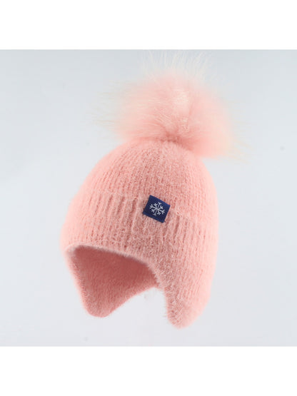 Haila - Pom Accent Women's Knit Ear Flap Beanie