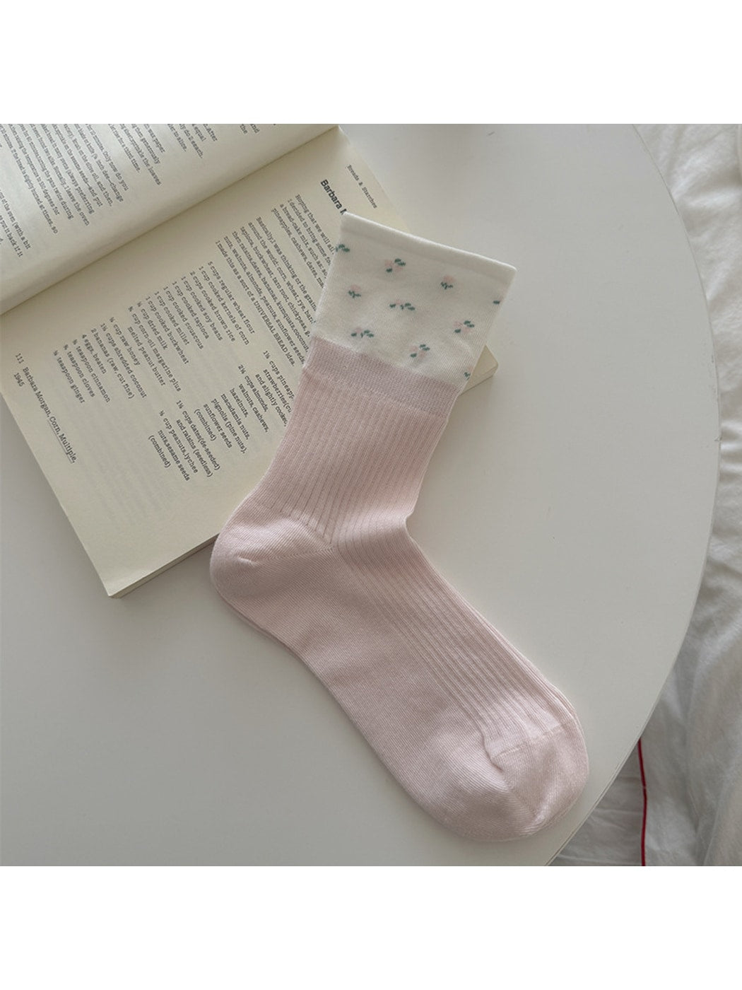 Rufia - Colorblock Style Cute Pattern Crew Socks