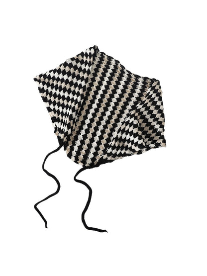 Scarvii - Contrast Stripe Knit Triangle Bandana